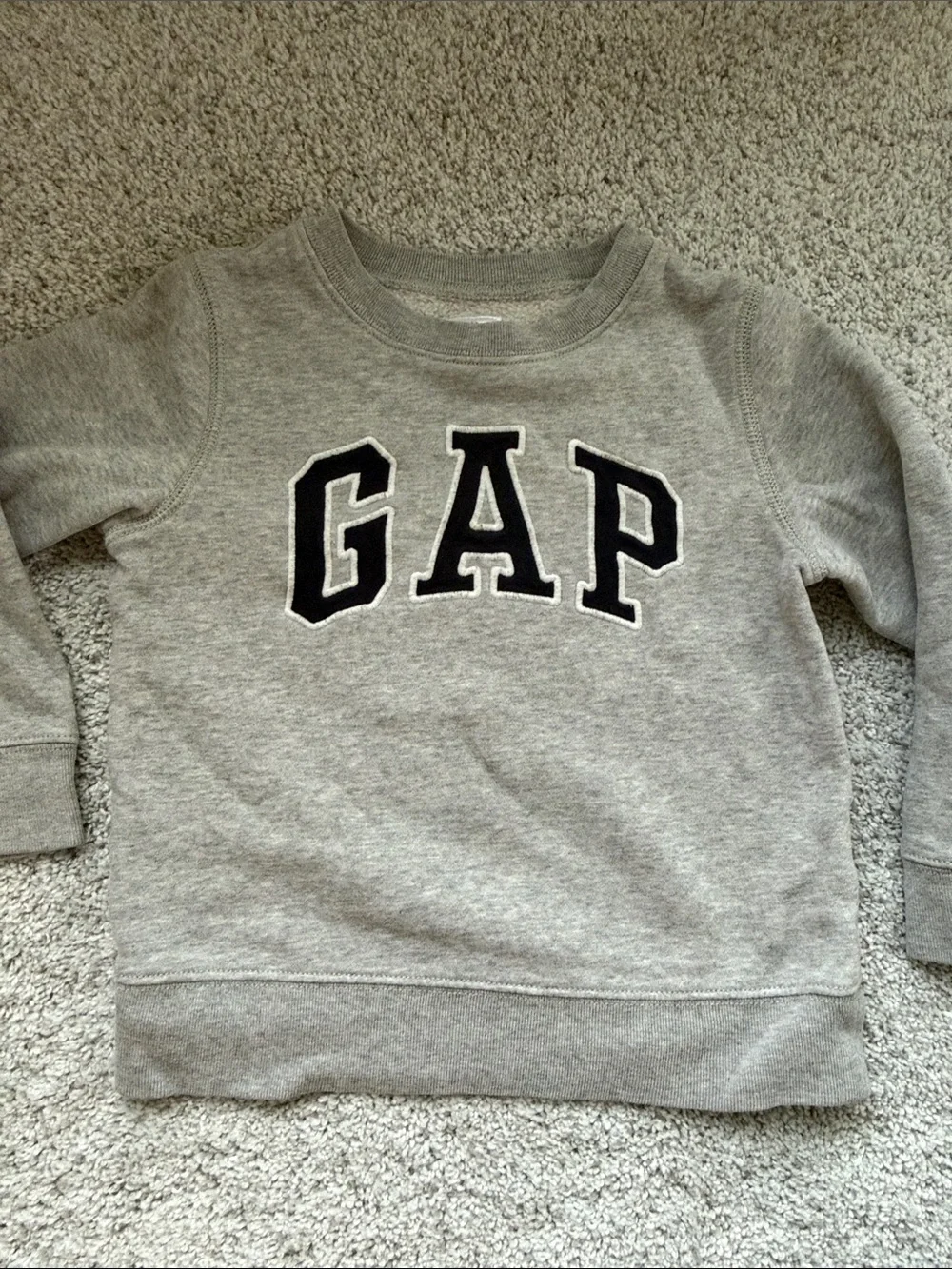 GAP Kids Light Gray Sweatshirt with Navy Logo